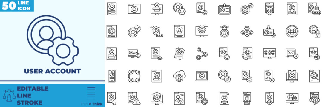 User Account Line Editable Icons set