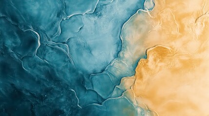 Naklejka premium Abstract Fluid Art, Blue, Gold, Background, Visual Design, Possibly for Wall Art