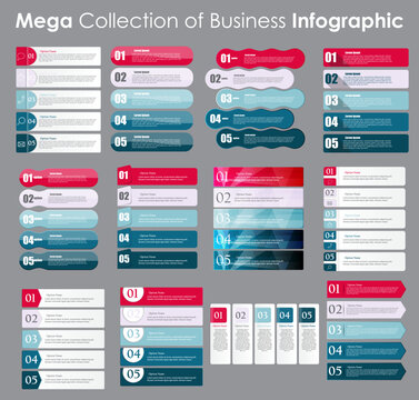 Business infographic collection with numbered steps and placeholder text in a vector style