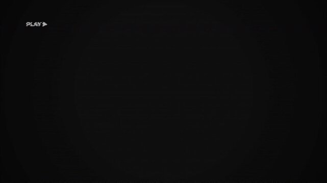 Retro VHS Play Screen Overlay with Analog Tape Glitch and Noise 4k video animation seamless loop