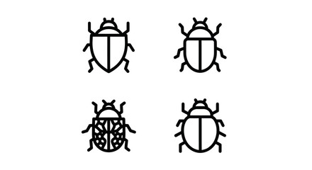 Four simple ladybug and beetle silhouette icons. © tukang