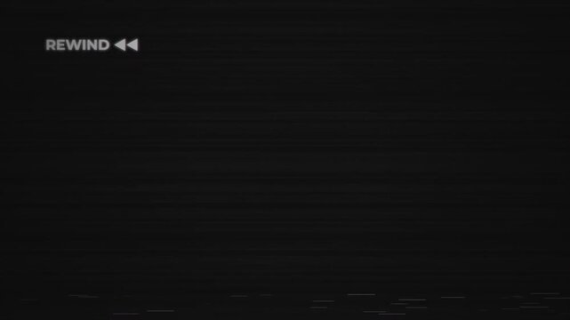 VHS Rewind Overlay with Glitch Effect and Analog Static 4k video animation seamless loop