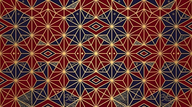 Elegant traditional Japanese geometric background with golden lines