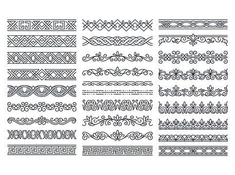 Black decorative border designs set on a plain white background