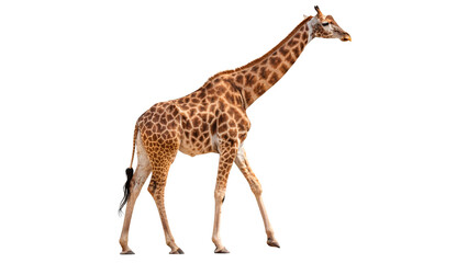 Tall african giraffe standing walking gracefully isolated on transparent background © Hanna