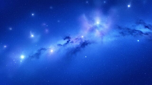 Deep space nebula and glowing starfield background: cinematic cosmic galaxy exploration