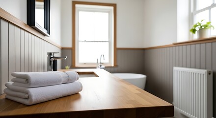 Fototapeta premium Modern Minimalist Bedroom Interior with Natural Light and Cozy Textiles