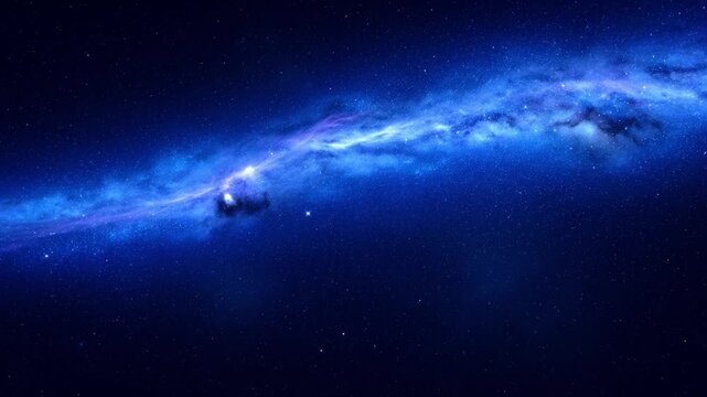 Deep space nebula background: glowing blue cosmic clouds and sparkling starfield animation
