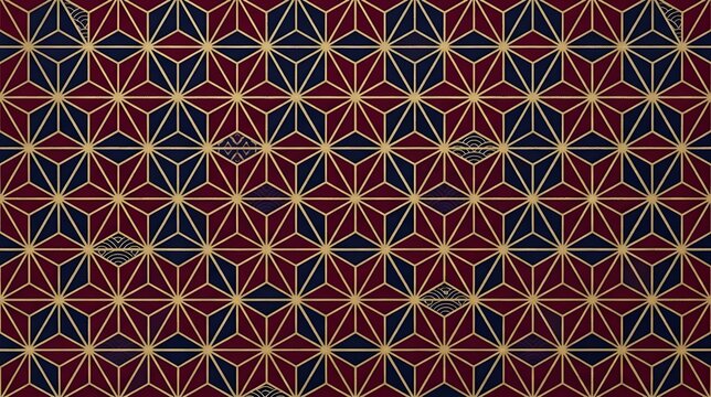 Luxury traditional Japanese geometric background (hemp leaf and waves)