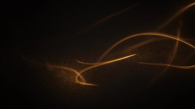Golden light trails and floating dust particles abstract background, animation