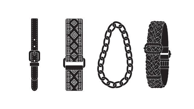 Black and white illustration of various watch straps and bands.