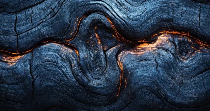 Abstract glowing energy flowing through dark wood grain texture background