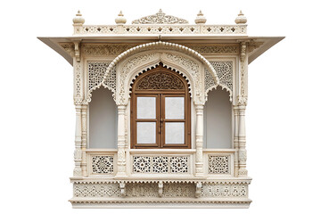 Fototapeta premium Ornamental jharokha window Isolated on white background