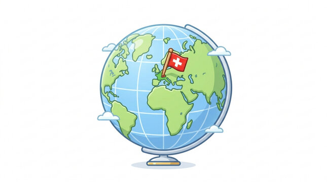Switzerland, Europe map marker on globe, vector illustration, geographic location icon