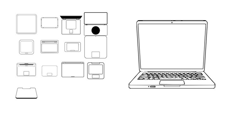 Trackpad Front View Premium Icon Style Outline on White Background