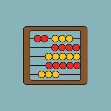 Colorful abacus with red and yellow beads for mathematical calculations and education.