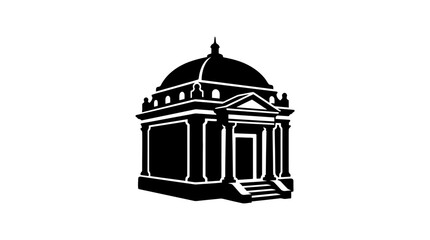 Helloween Black and white building icon, dome architecture symbol, classic structure illustration, simple vector graphic vector © MstRahela