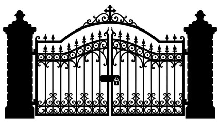 Obraz premium Helloween Ornate iron gate, wrought iron gate, metal gate, decorative gate, entrance gate vector
