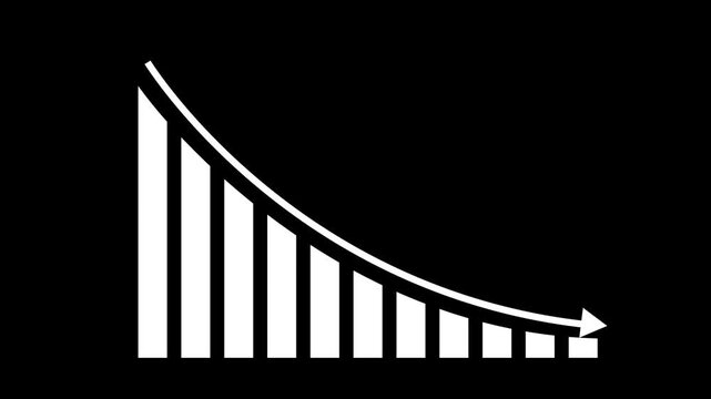 Corporate chart presentation tools draw falling financial performance data lines on black. Business asset optimization software utilizes a corporate chart presentation tools.