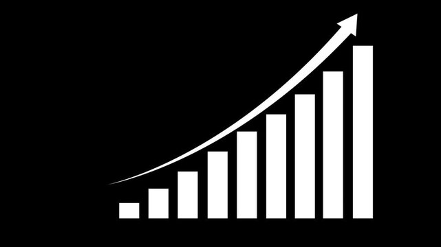 Corporate chart presentation tools draw ascending business asset income blocks on black. Financial budget planning software utilizes a corporate chart presentation tools.