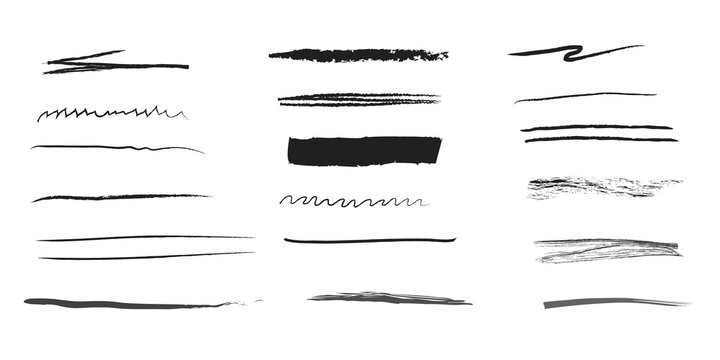 Hand Drawn Chalk Crayon Underline Stroke and Swirl Collection