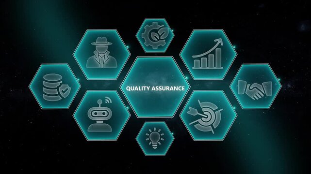 Assurance digital concept with hexagonal business and data analytics
