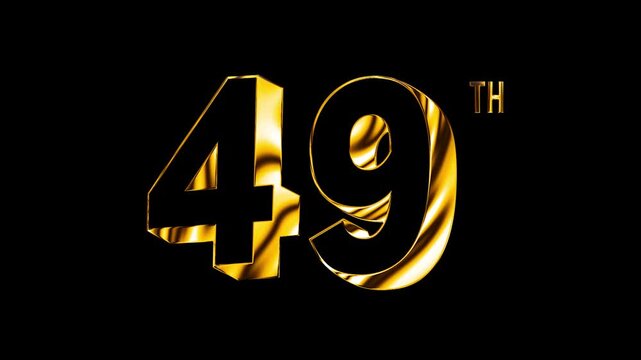 A Golden Shine Light Forty Nine Number Anniversary Celebration 3D Metallic Typography Isolated Design Motion
