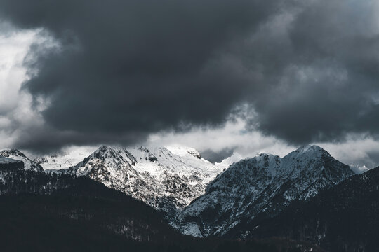 clouds over the mountains od a moody dramatic morning