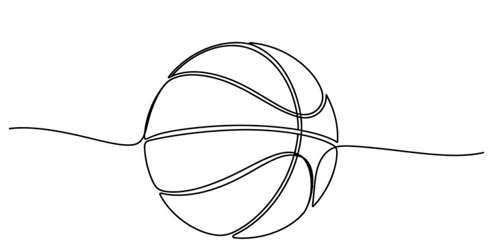 Basketball ball drawn with a single continuous black line art style