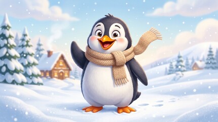 Fototapeta premium Snowbound joy in feathered warmth