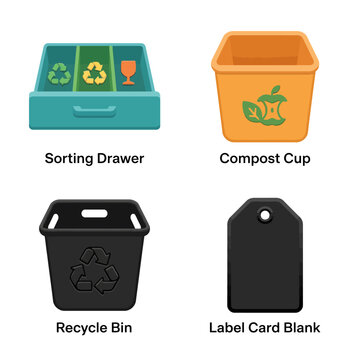 Colorful recycling containers for efficient waste management and eco-friendly organization
