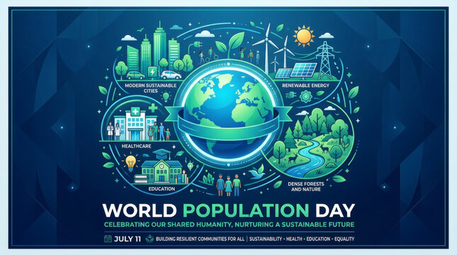 World Population Day illustration highlights global issues and sustainable solutions