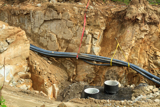 electrical cables in the deep trench