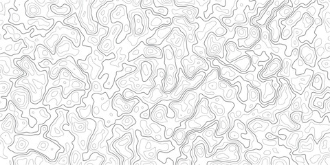 Fototapeta premium Topographic map pattern with wavy lines and contours on white background
