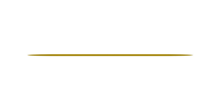 Elegant gold horizontal line divider element for luxury design, glowing rule isolated on white