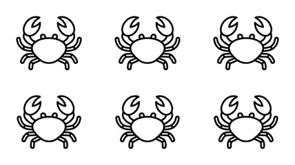 Six Simple Crab Icons, Seafood Vector Graphics, Marine Life Illustrations, Ocean Animal Art © Farhana