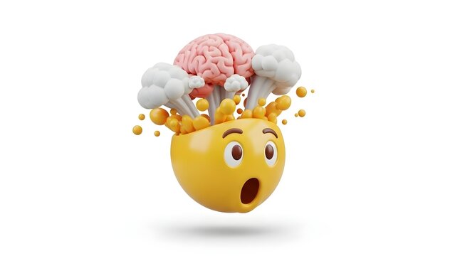3D Render of Mind Blown Exploding Head Emoji
