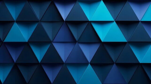 Gradient blue triangular pyramid array with smooth indigo with 3d array triangular pyramids varying shades blue gradating indigo cyan futuristic