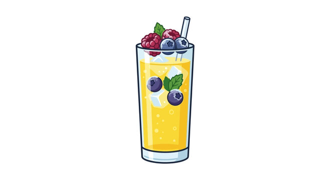 Summer lemonade drink with fresh berries and mint leaves