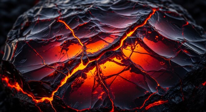 Abstract Fiery Lava Flow with Molten Rock Textures.