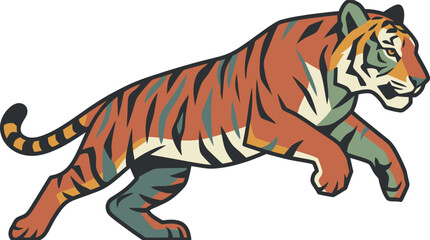 Obraz premium Running Tiger Illustration Featuring A Dynamic Wild Animal In Vector Style
