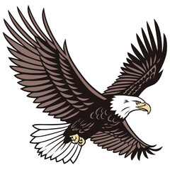 Fototapeta premium Bald Eagle with Wings Stretched Image vector isolated on white background.