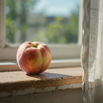 Sun-Kissed Peach on Windowsill