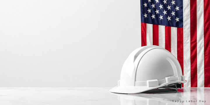 USA Labor day background with Helmet