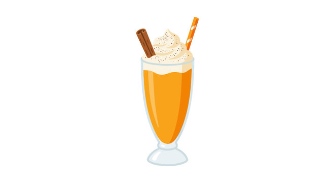 Summer orange milkshake with whipped cream and cinnamon stick