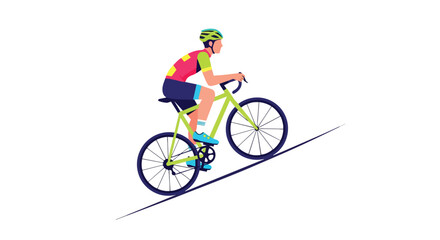 Fototapeta premium Professional Male Athlete Riding Road Bike Climbing Upwards on White Background Healthy Sport Illustration