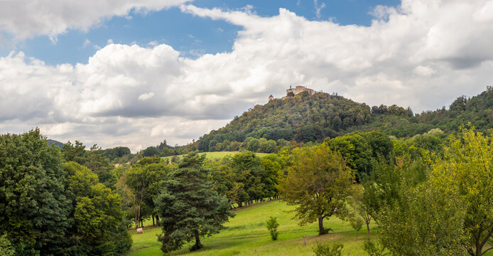 Buchlov a royal castle on a wooded hill, Czech republic