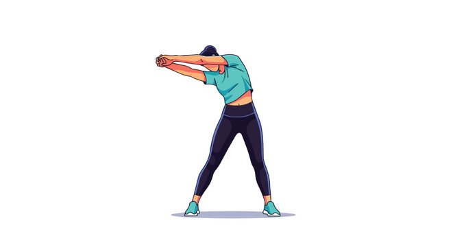 Woman in sportswear performing standing side arm stretch for flexibility and wellness during fitness workout session