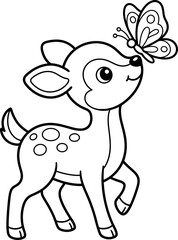 Obraz premium Deer and butterfly cartoon