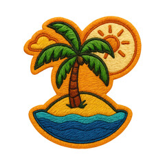 Fototapeta premium PNG Tropical embroidered patch design